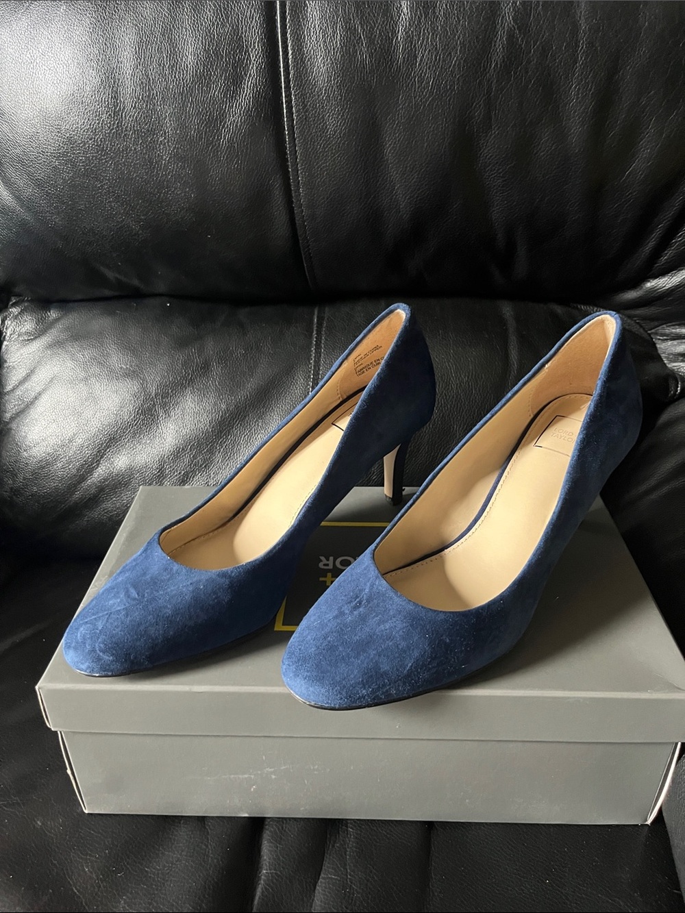 Lord & Taylor Navy Suede Women's Pumps - Elegant Mid Heel